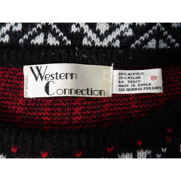 Western Connection Sweater Medium Dolls 3D 80s Knit Art to Wear Funky Weird - Picture 5 of 14